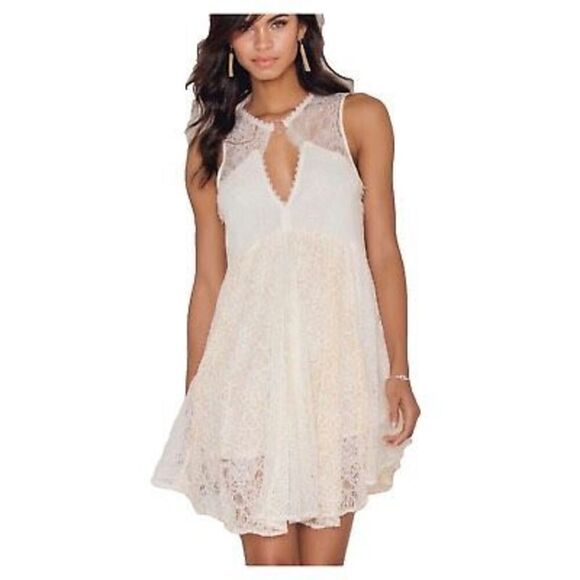 ✨FREE PEOPLE Don't You Dare Sz Medium Dress in Neutral Combo✨ - Picture 4 of 15